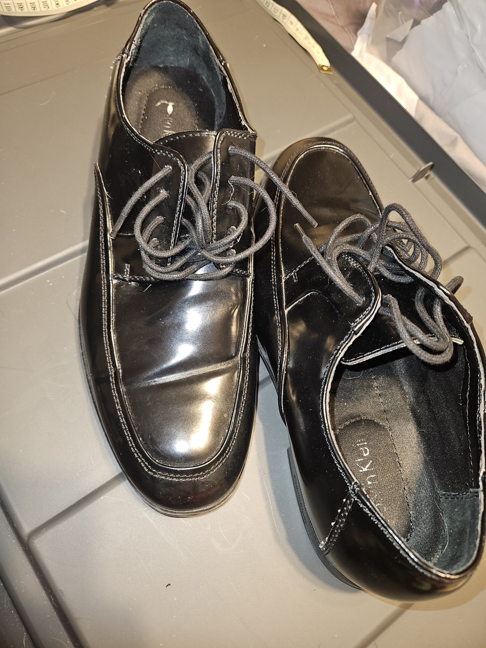 Calvin Klein Black Patent Leather Lace-Up Oxfords